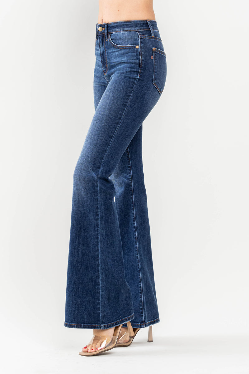 Judy Blue High Waist Classic Contrast Flare Denim Jeans 82591
