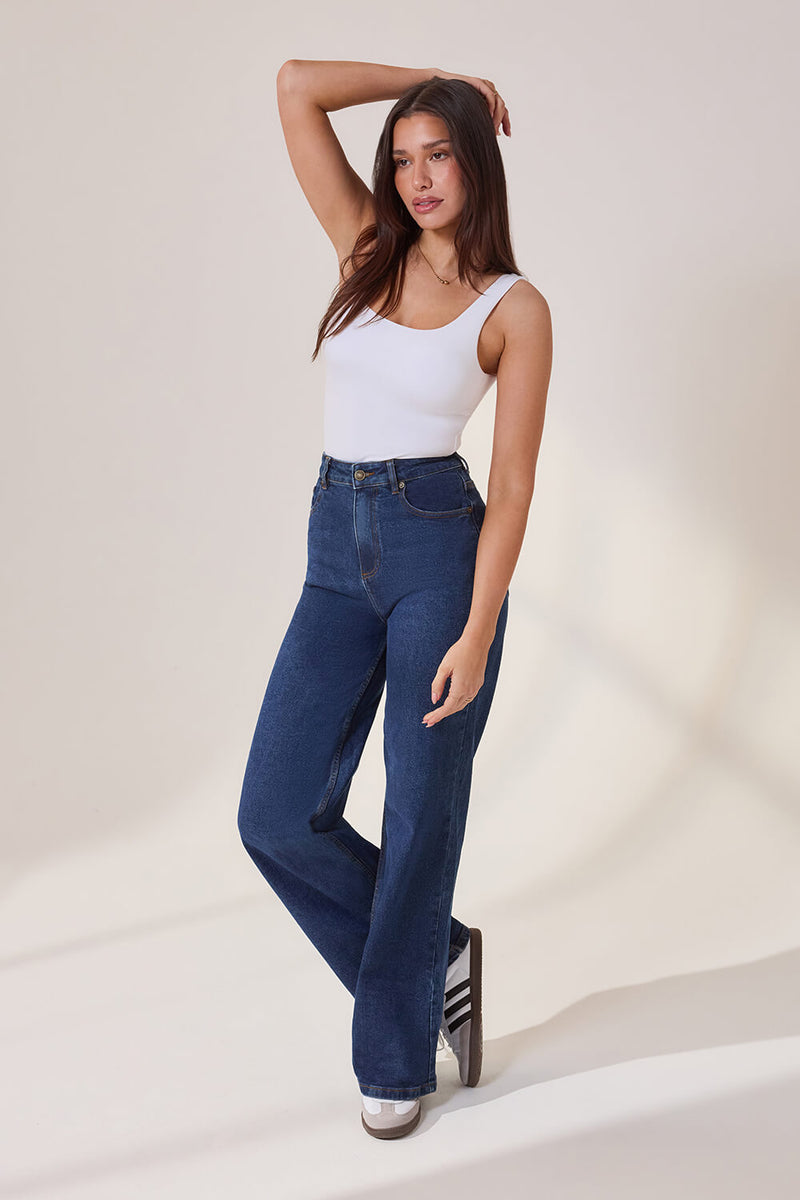 Wide Leg Jeans - Dark Blue