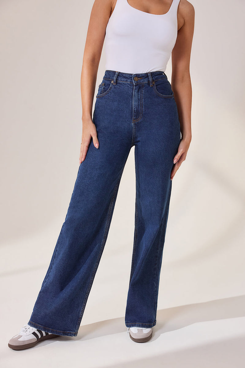 Wide Leg Jeans - Dark Blue