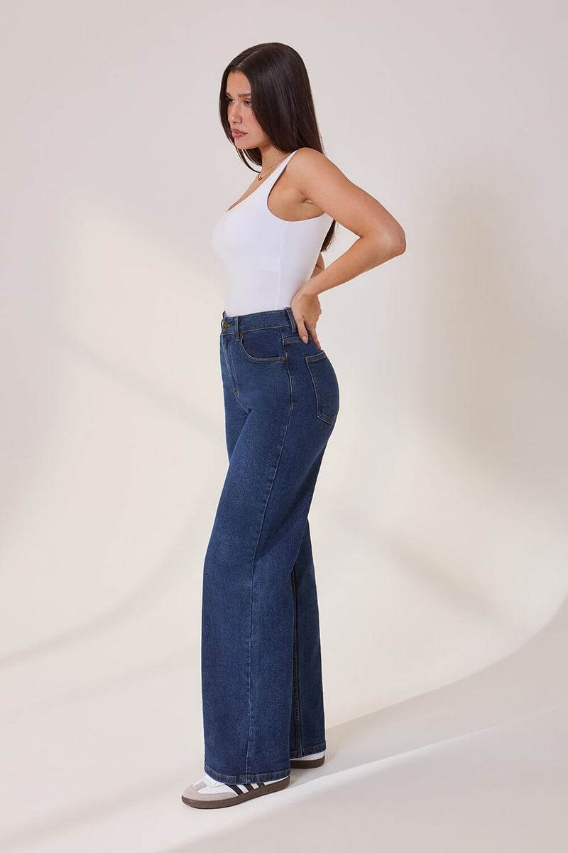 Wide Leg Jeans - Dark Blue