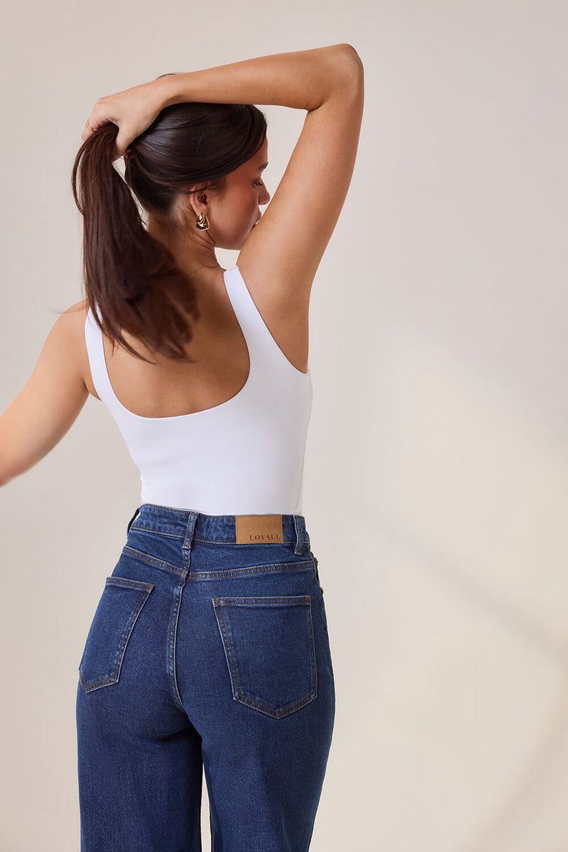 Wide Leg Jeans - Dark Blue
