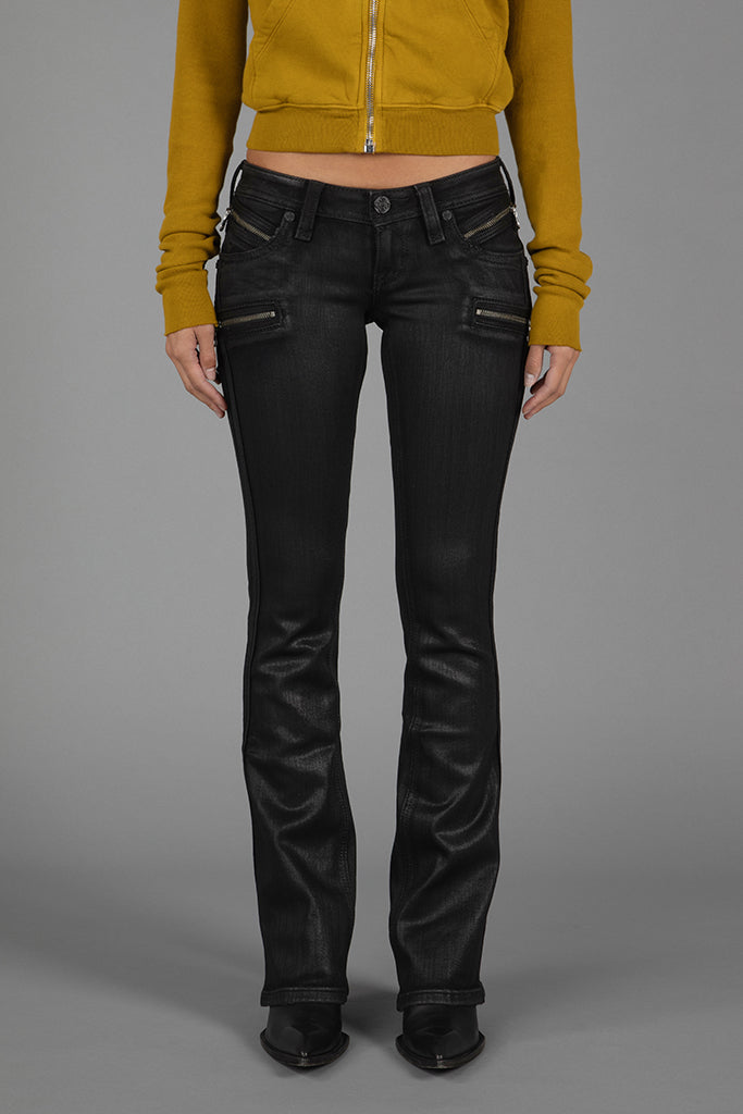 Kamil Super Low-Rise Moto Bootcut Jeans