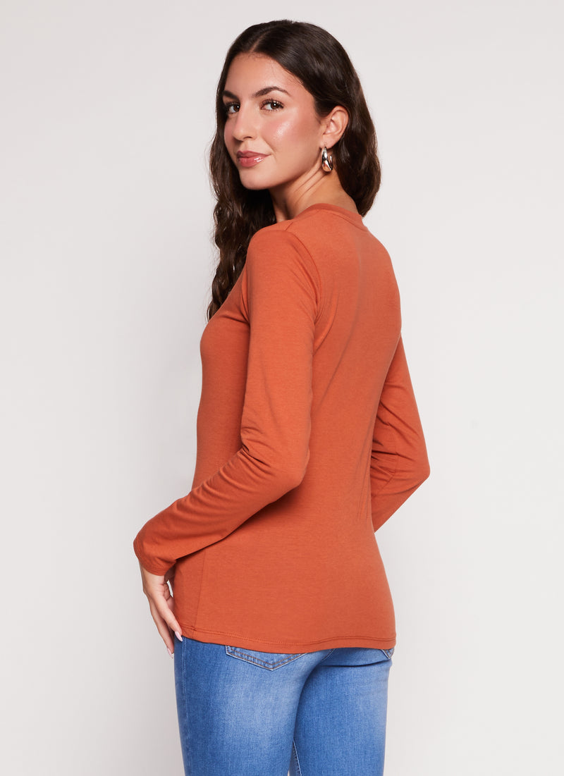 Basic V Neck Long Sleeve T Shirt