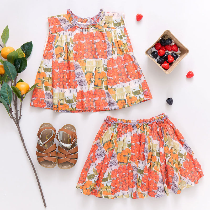 Girls Gianna Skirt - Berries and Oranges