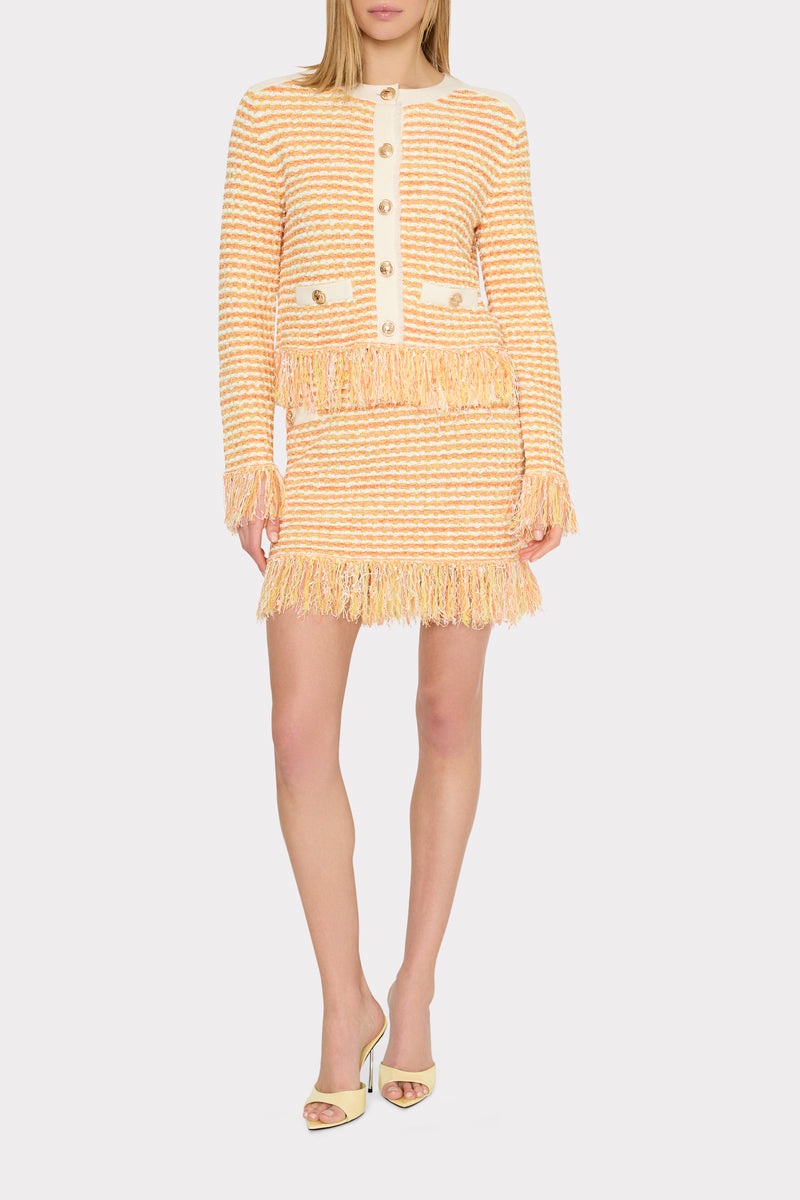 Kali Textured Fringe Knit Mini Skirt
