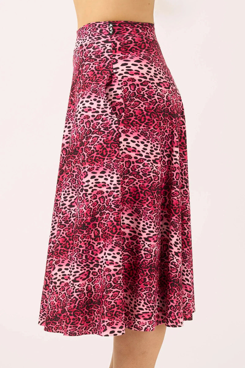 Silky Palazzo Culotte With Pocket - Pink Primal Animal