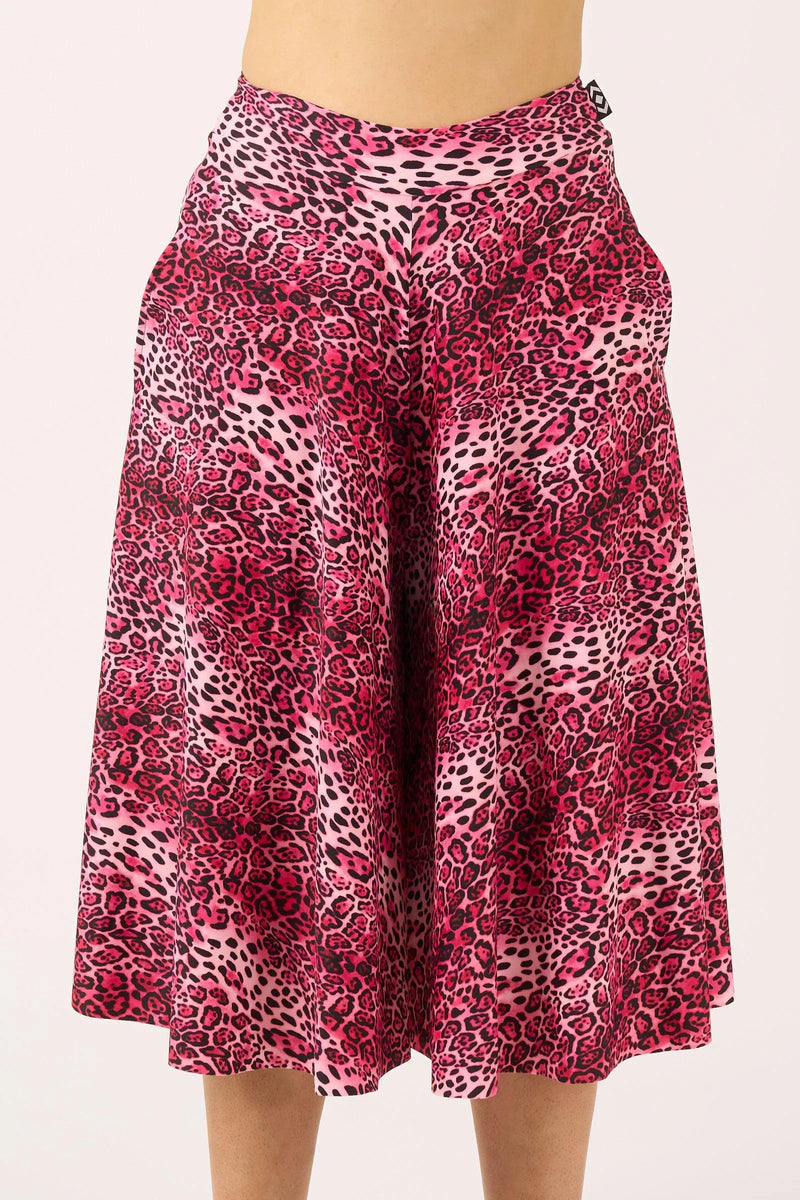 Silky Palazzo Culotte With Pocket - Pink Primal Animal