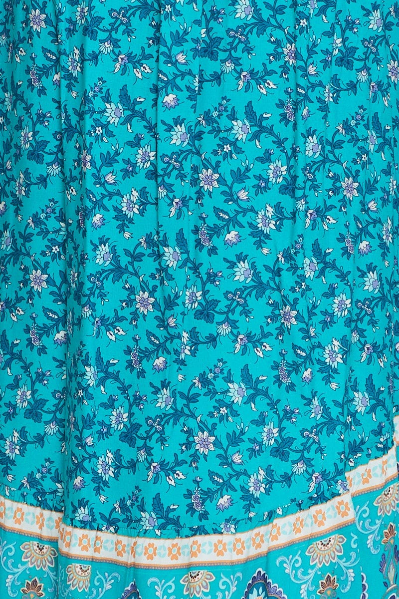 Boho Print Midi Skirt High-low