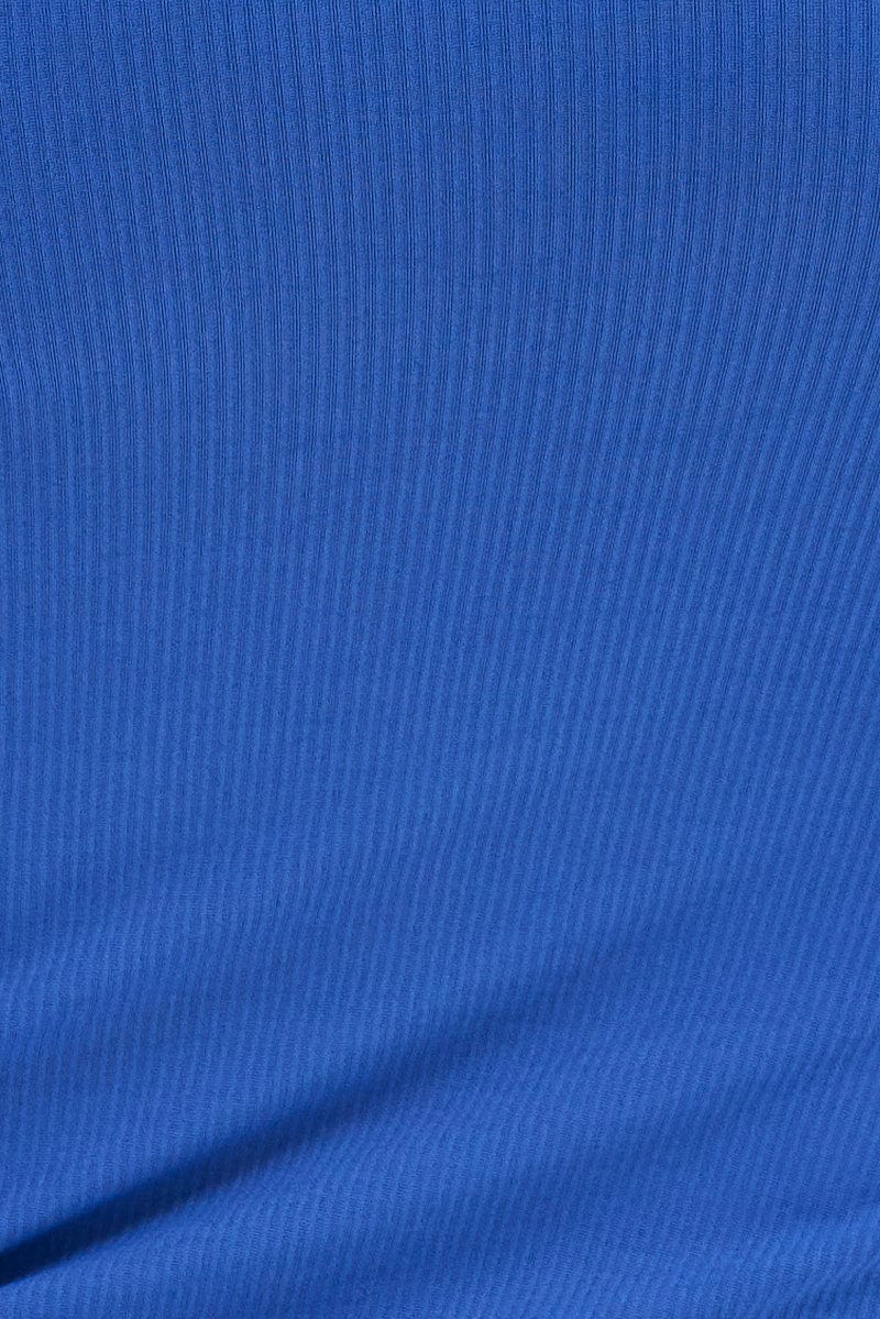 Blue Midi Skirt Rib Jersey Seamless Look