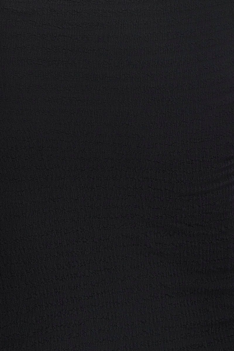 Black Midaxi Skirt Textured Jersey
