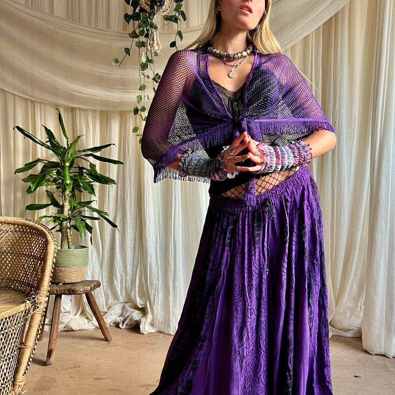 Embroidered Tie Dye Maxi Skirt