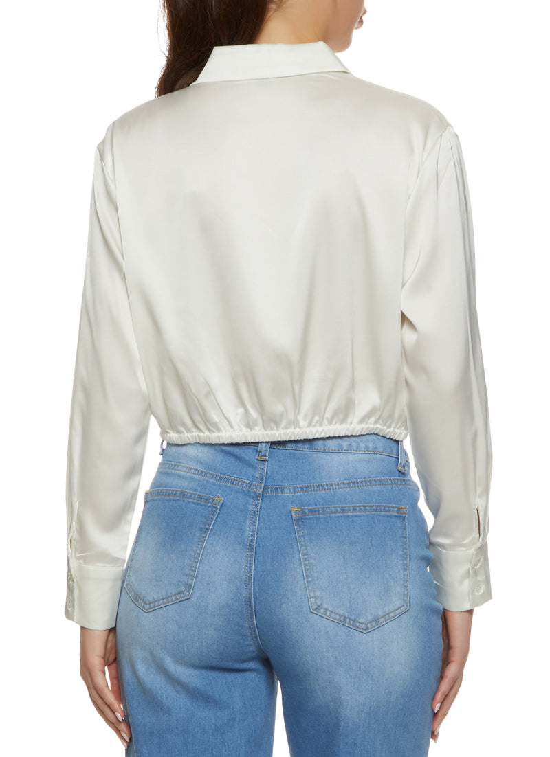 Satin Twist Front Crop Top