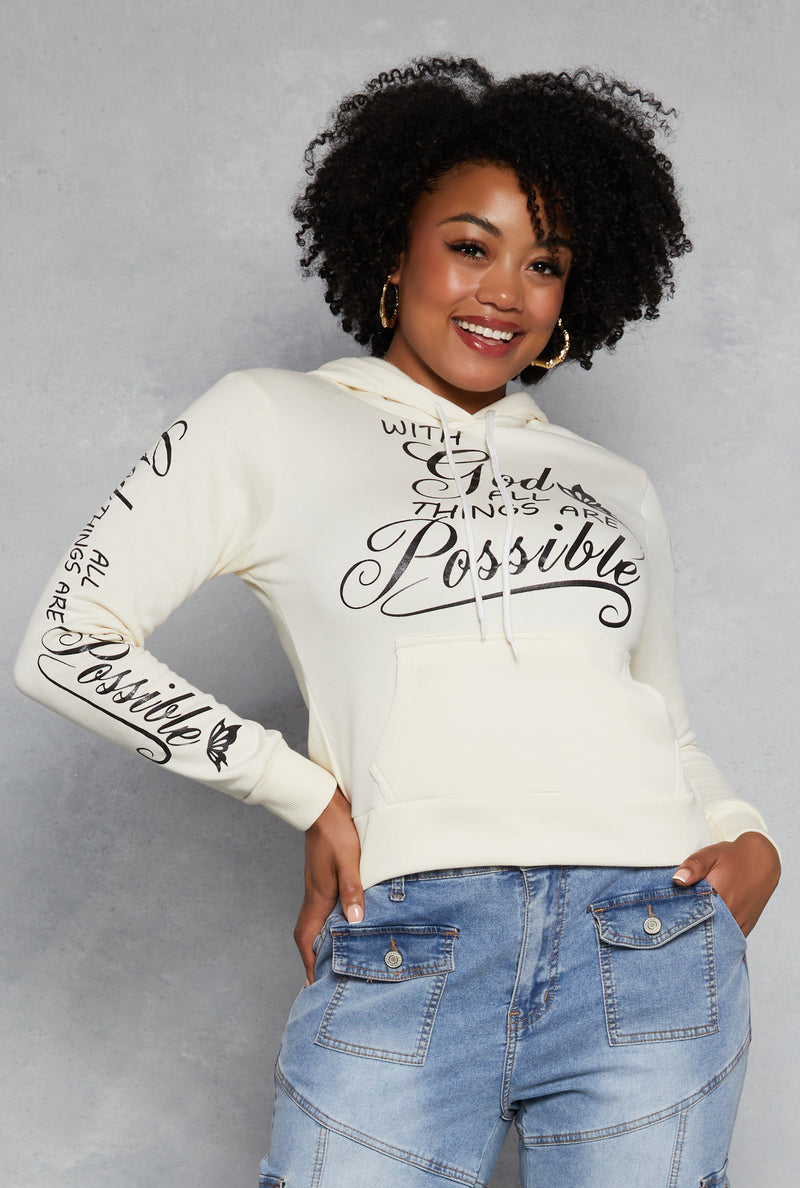 Plus Size All Things Are Possible Hooded Sweatshirt