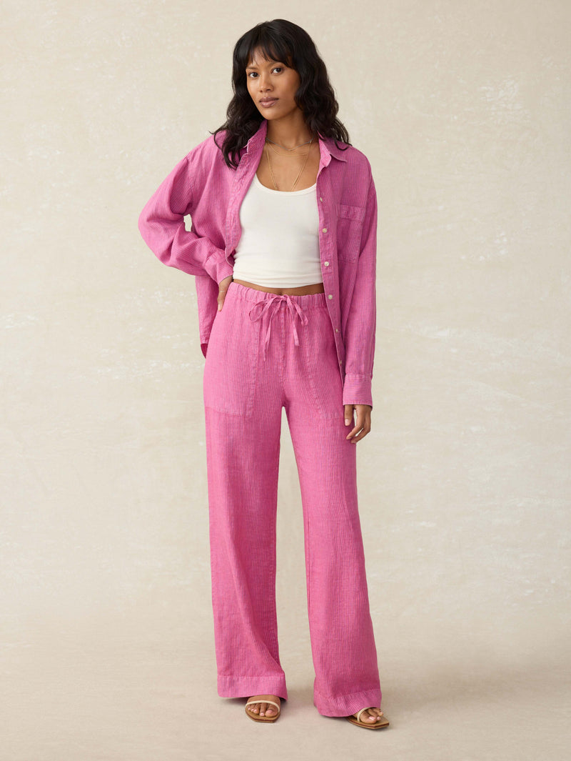 Laidback Linen Pant - Ibis Rose Stripe