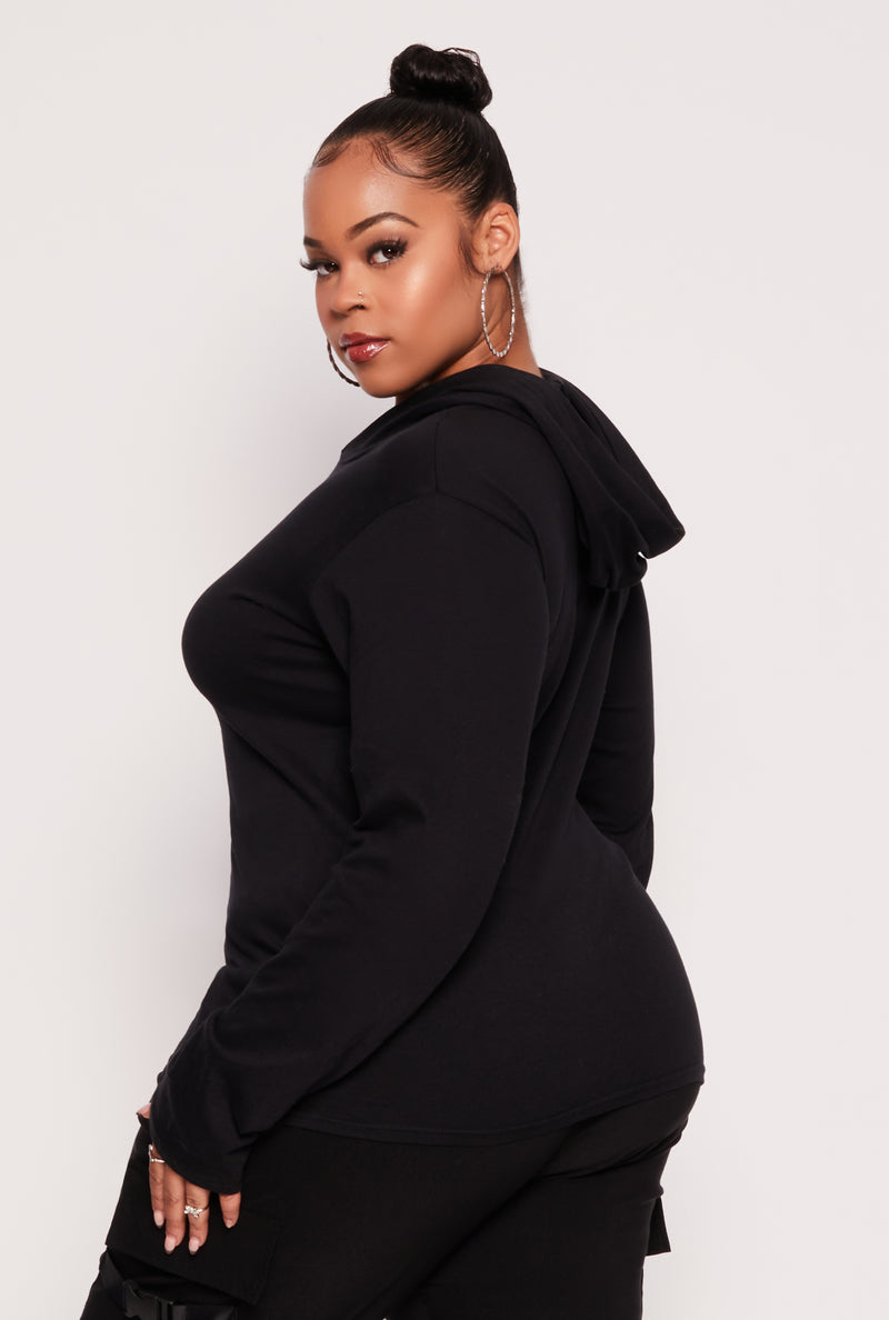 Plus Size Long Sleeve Hooded Top