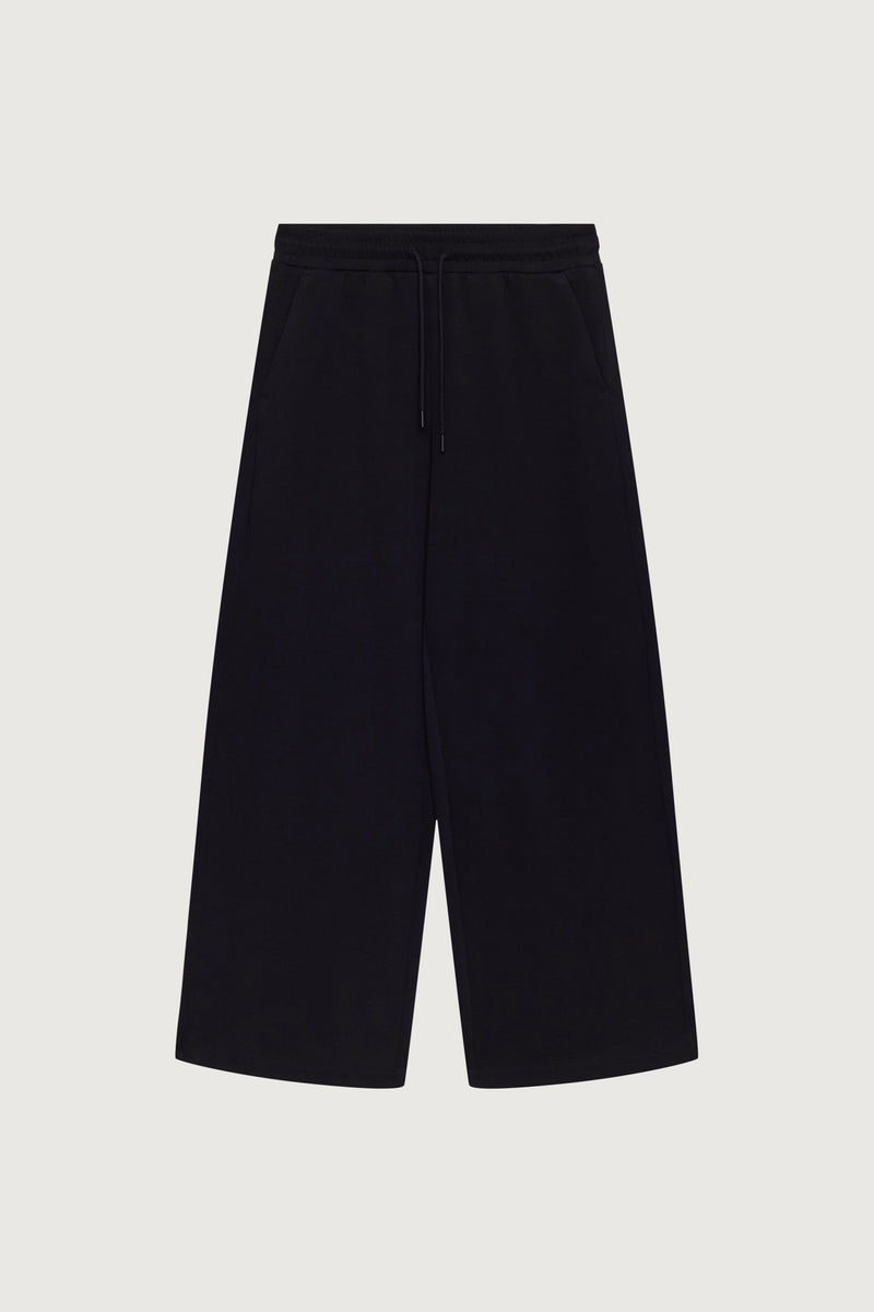 DOUBLE-KNIT COTTON BLEND WIDE LEG PANT