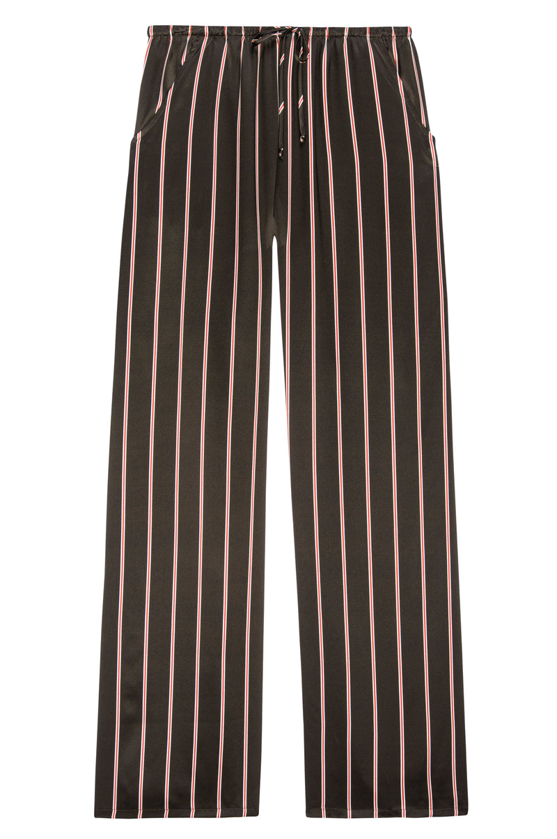 The Silk Pinstripe Drawstring Pant