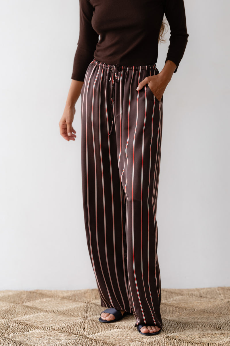 The Silk Pinstripe Drawstring Pant