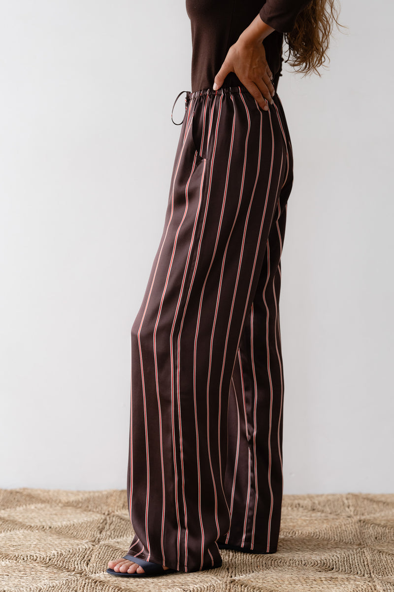 The Silk Pinstripe Drawstring Pant