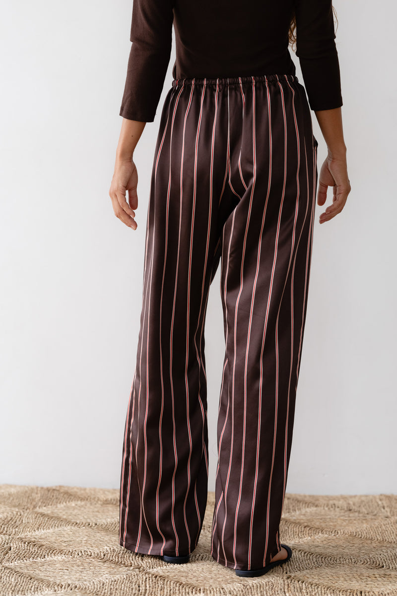 The Silk Pinstripe Drawstring Pant