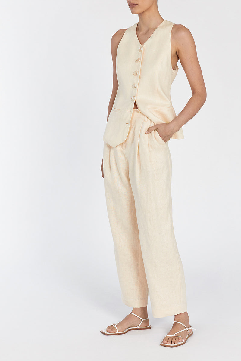 BILLY LEMON LINEN TAPERED PANT