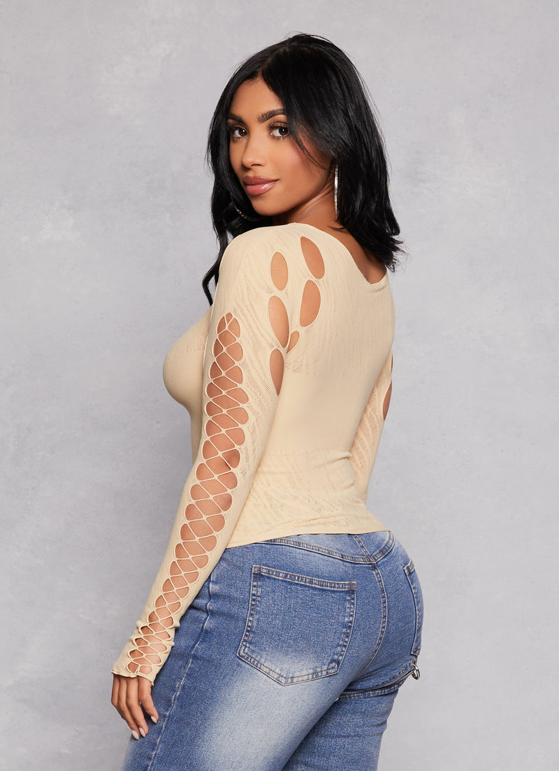 Seamless Fishnet Detail Cut Out Top