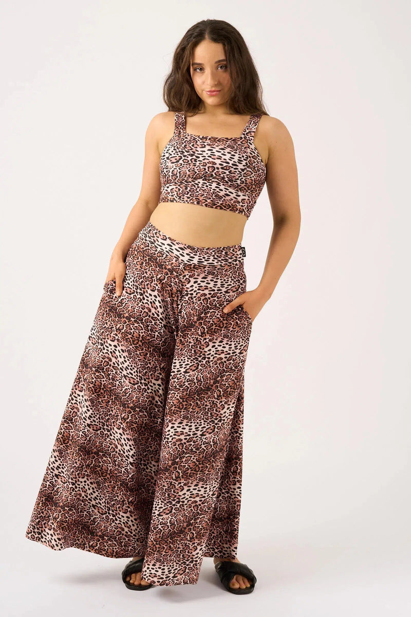 Silky Palazzo Pant With Pocket - Natural Primal Animal