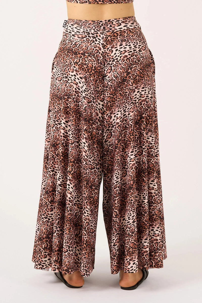 Silky Palazzo Pant With Pocket - Natural Primal Animal
