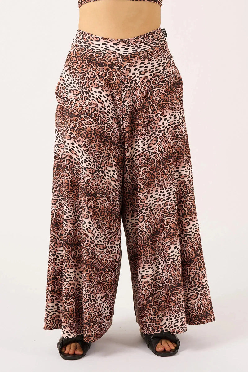 Silky Palazzo Pant With Pocket - Natural Primal Animal