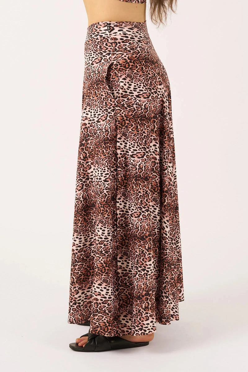 Silky Palazzo Pant With Pocket - Natural Primal Animal