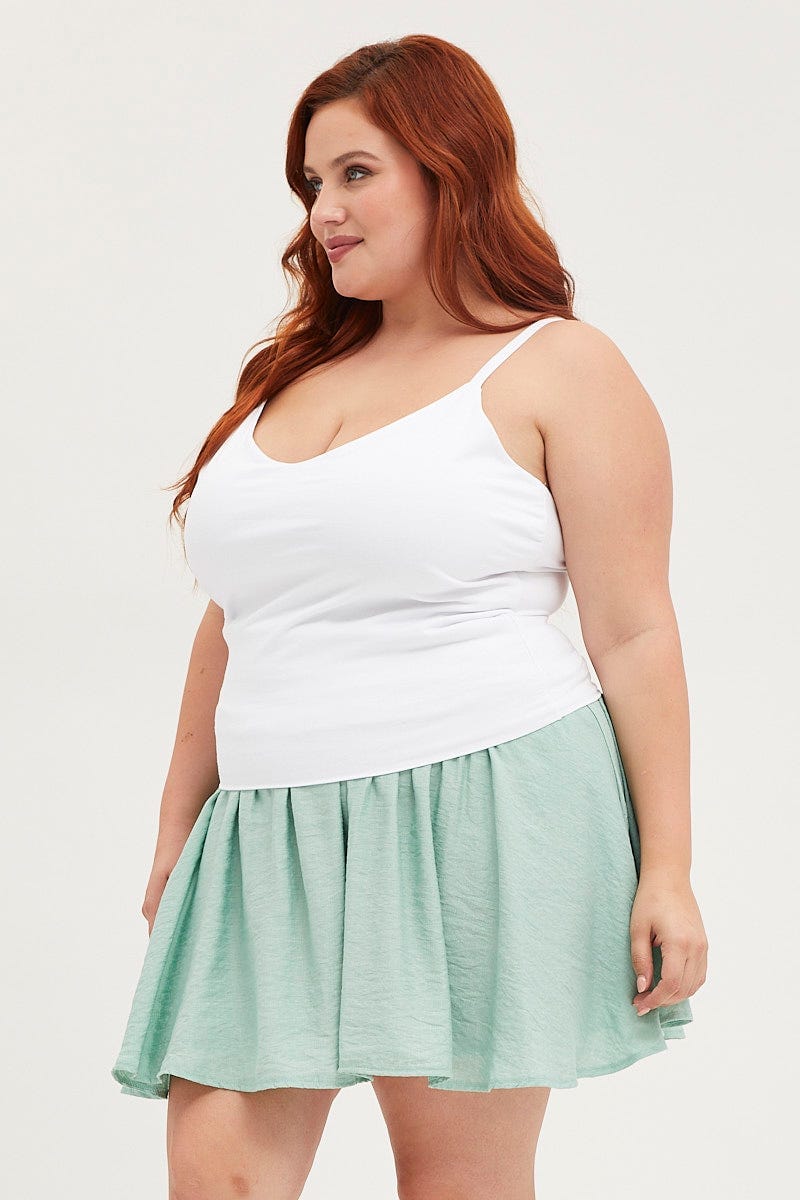 White Singlet Top V-neck Cotton