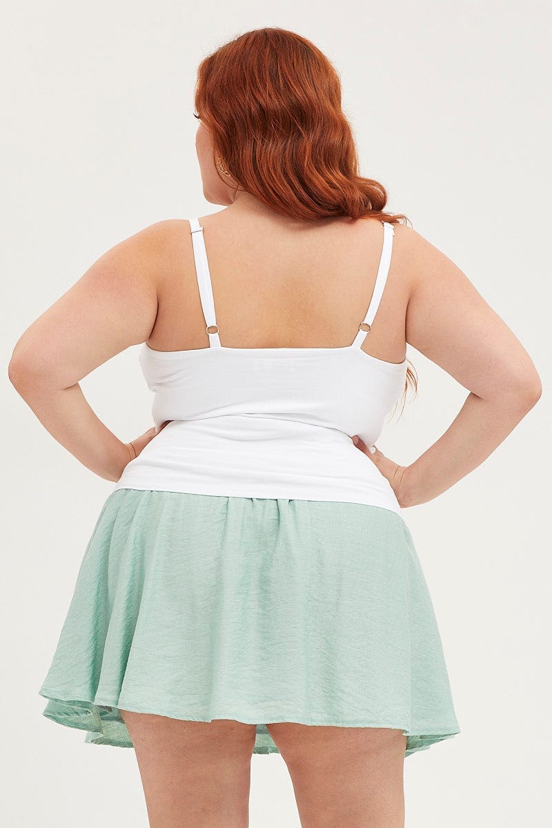 White Singlet Top V-neck Cotton