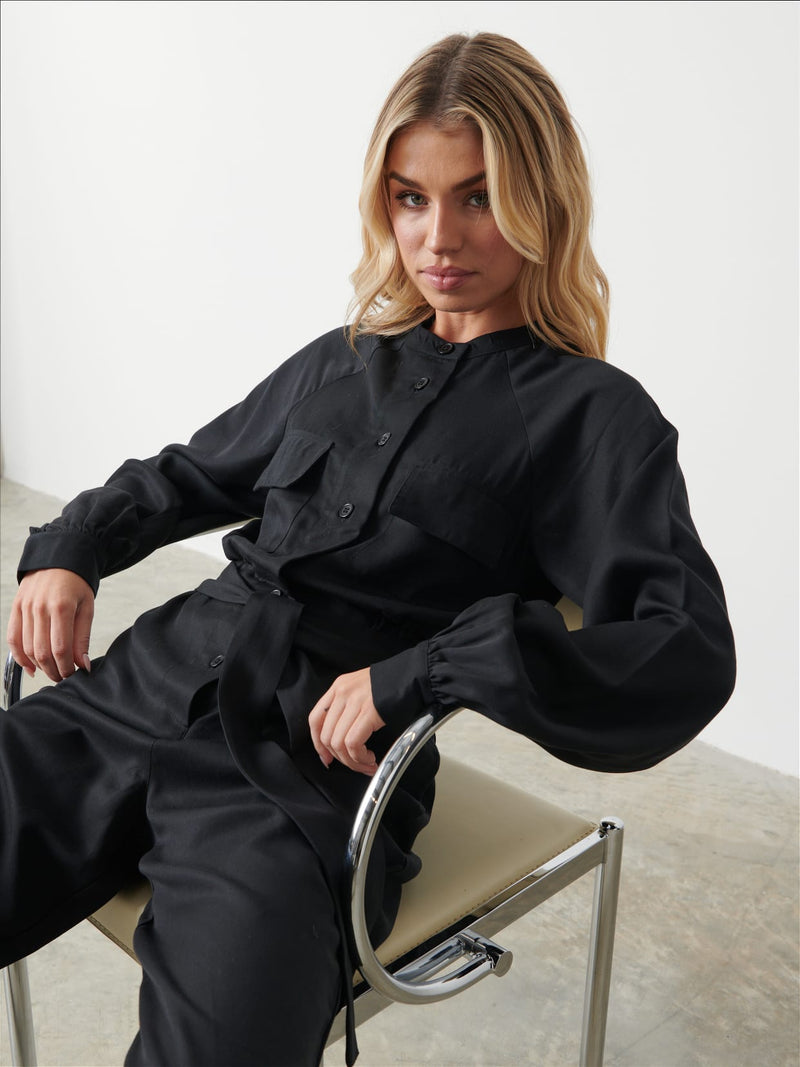 Brooke Belted Jumpsuit - Black