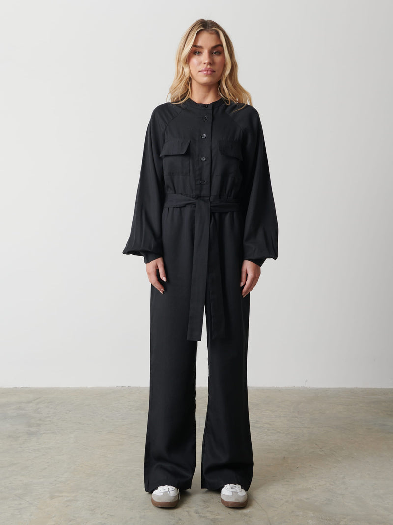 Brooke Belted Jumpsuit - Black