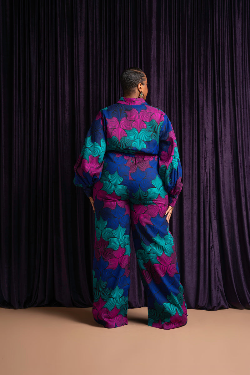 ZURI African print long sleeve jumpsuit