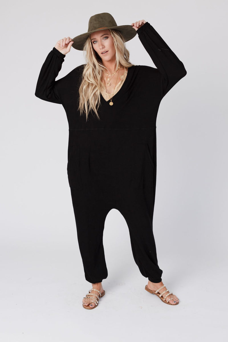 The Perfect Long Sleeve Harem Jumpsuit - Black