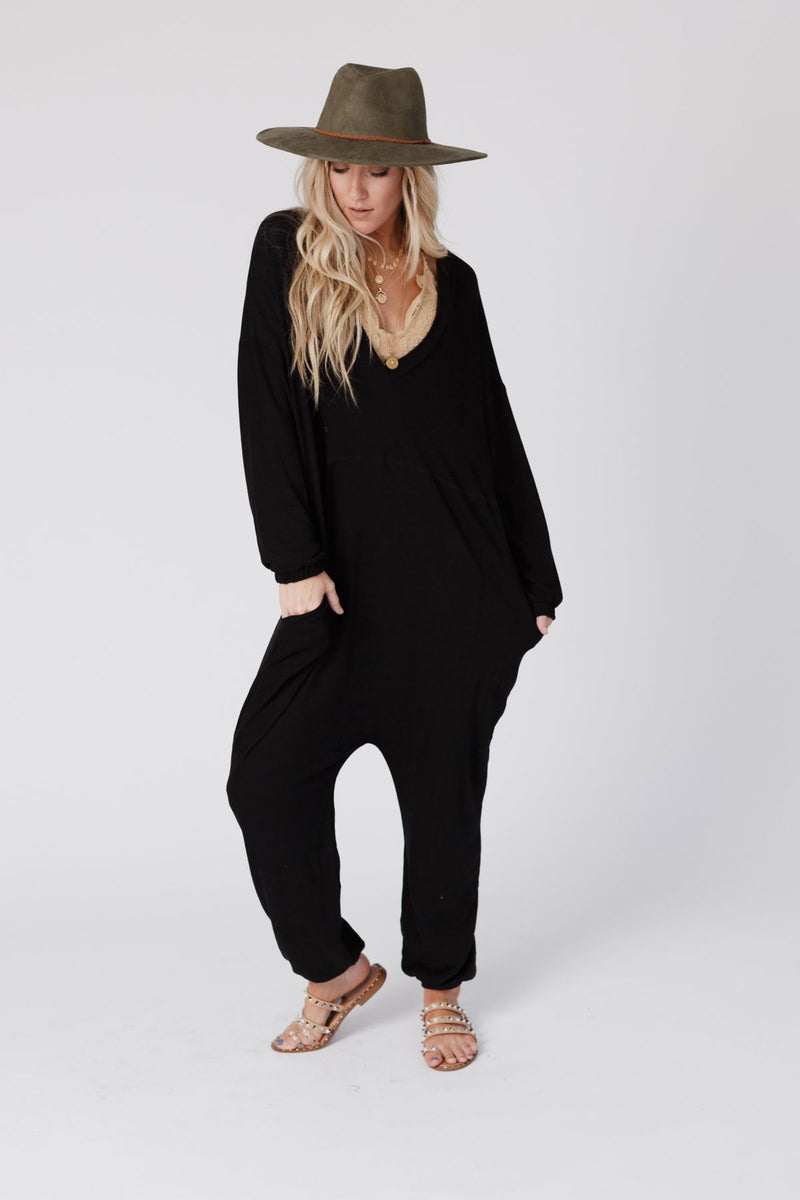 The Perfect Long Sleeve Harem Jumpsuit - Black