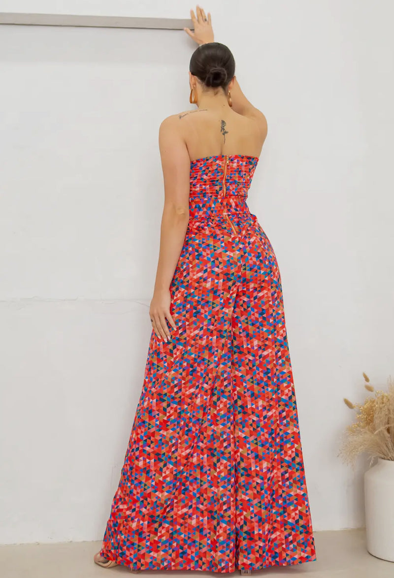 Geometric Gala Wide-leg Jumpsuit