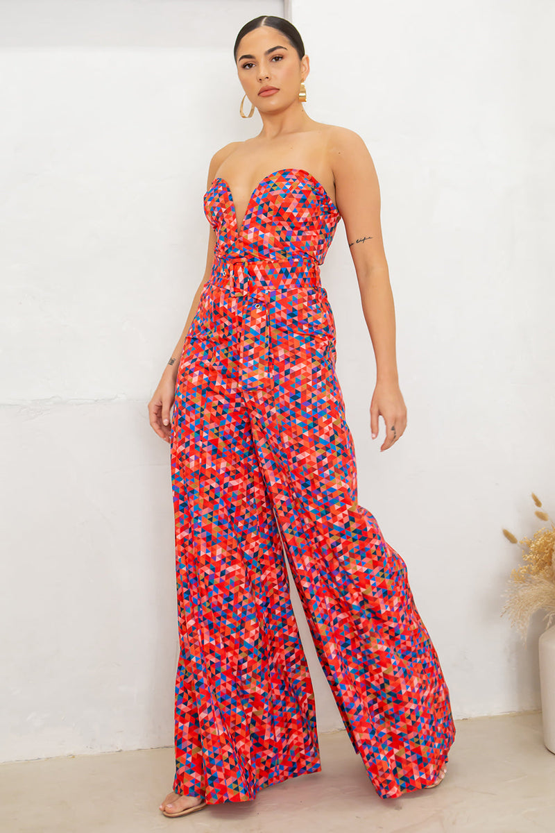 Geometric Gala Wide-leg Jumpsuit