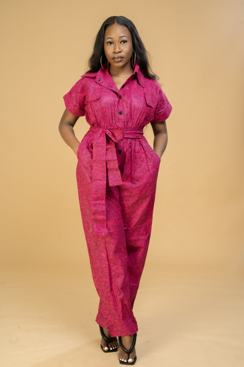 Marianna Ankara Jumpsuit | Pink African Print