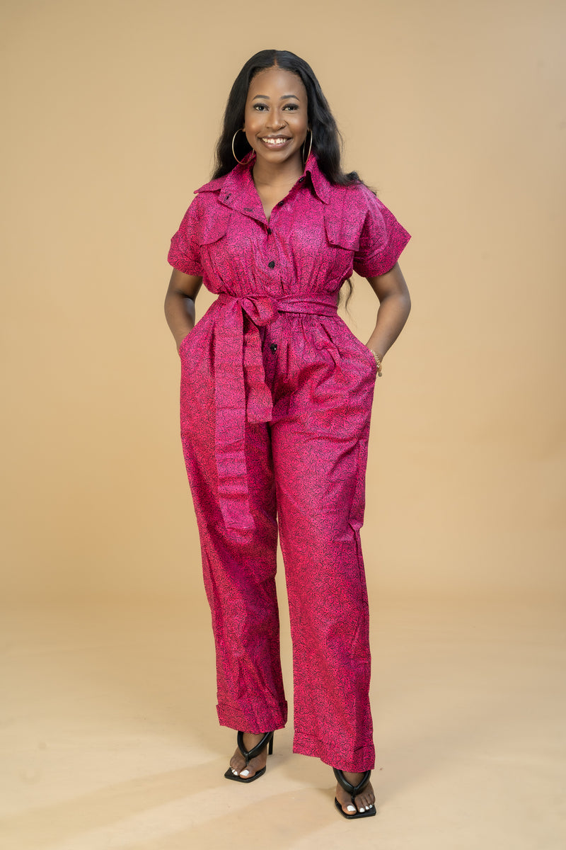 Marianna Ankara Jumpsuit | Pink African Print