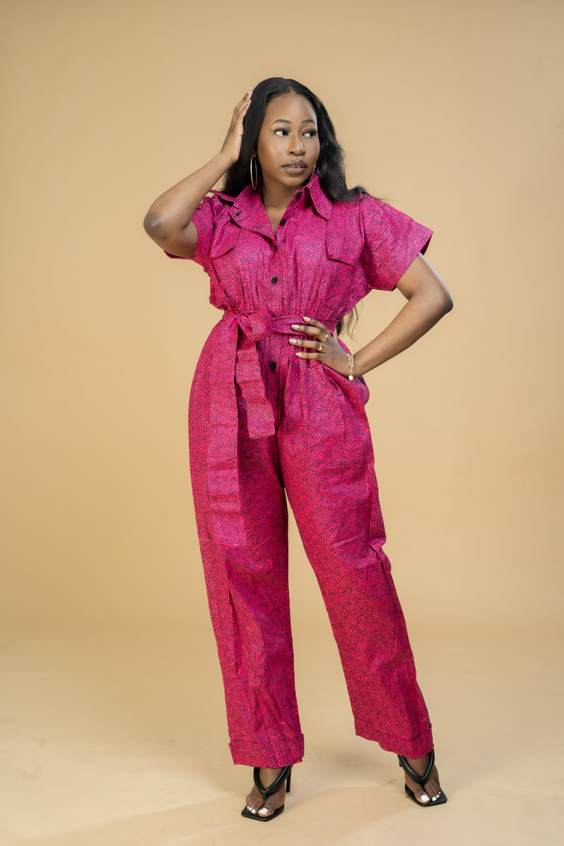 Marianna Ankara Jumpsuit | Pink African Print