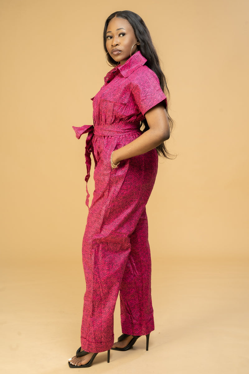 Marianna Ankara Jumpsuit | Pink African Print