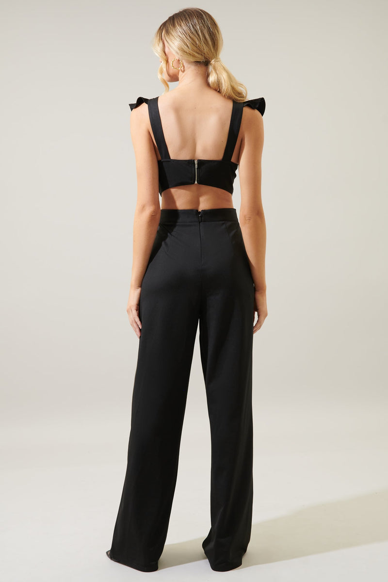 Lucki Back Cut Out Ruffle Jumpsuit