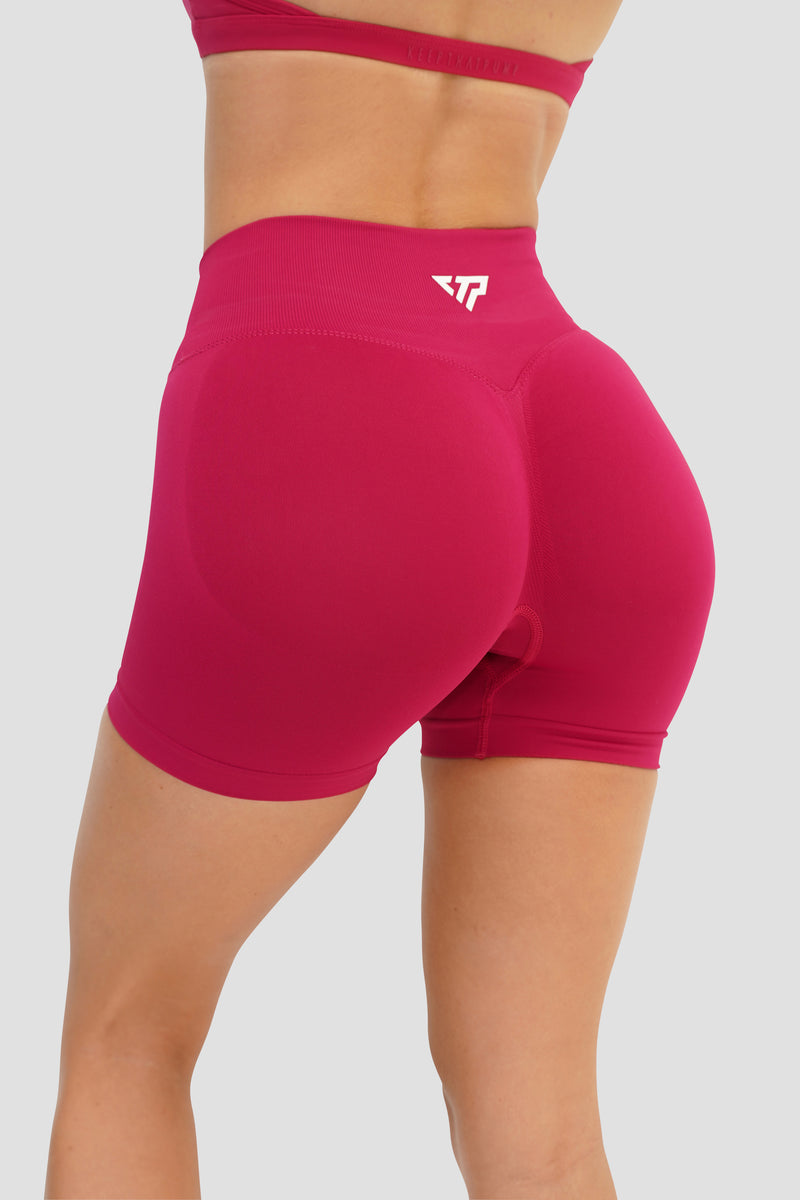 RECOIL HIGH WAIST SCRUNCH SHORTS - CRANBERRY
