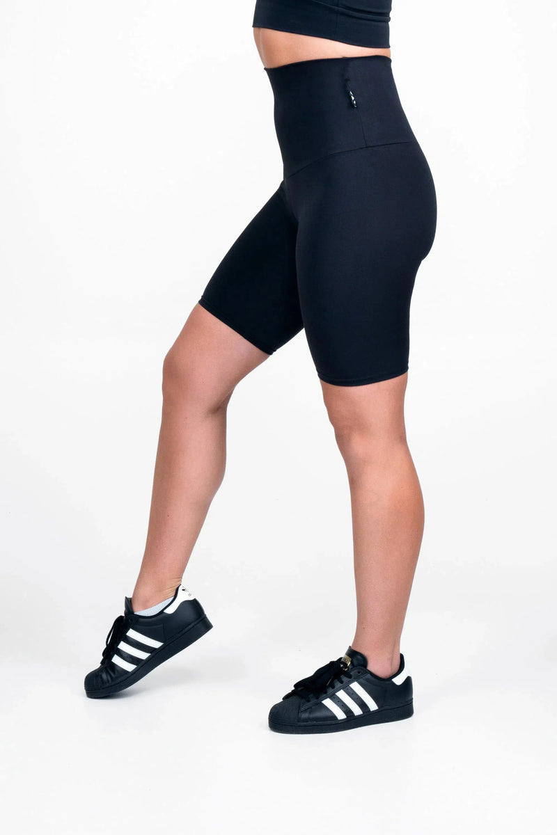 Body Contouring Extra High Waisted Long Shorts - Black