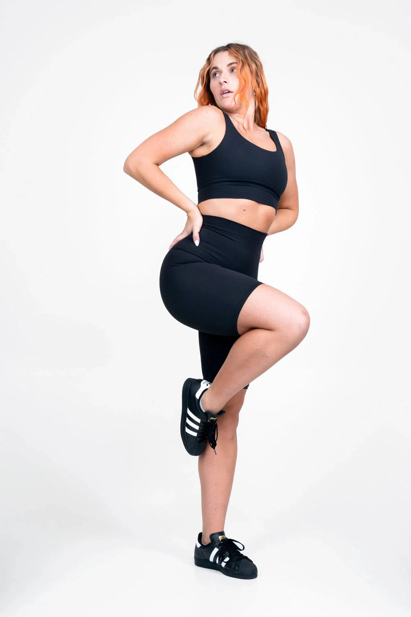 Body Contouring Extra High Waisted Long Shorts - Black