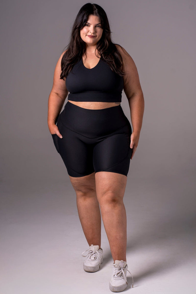 Black Dynamic High Waisted Pocket Shaper Booty Shorts