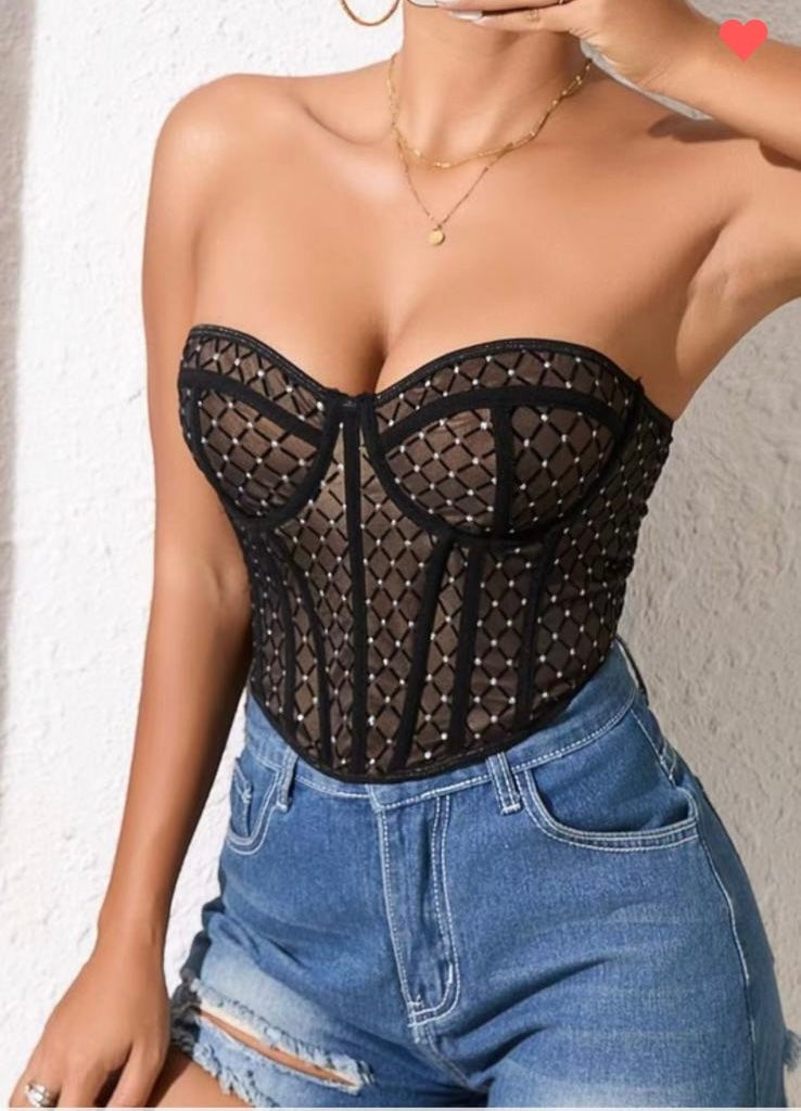 Strapless Corset Top-Black