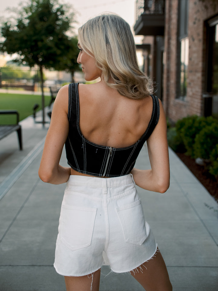 Love Triangle Black Corset Top - Black